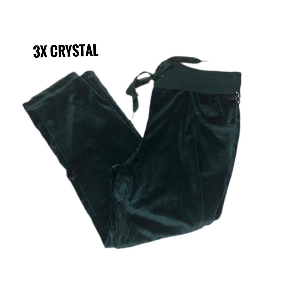 3x LulaRoe Crystal Crop Flare Pants Velour Pine Green Fits 24/26